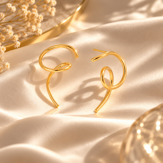 Boucles d’Oreilles Dorées Sculpturales – Design Original & Élégant