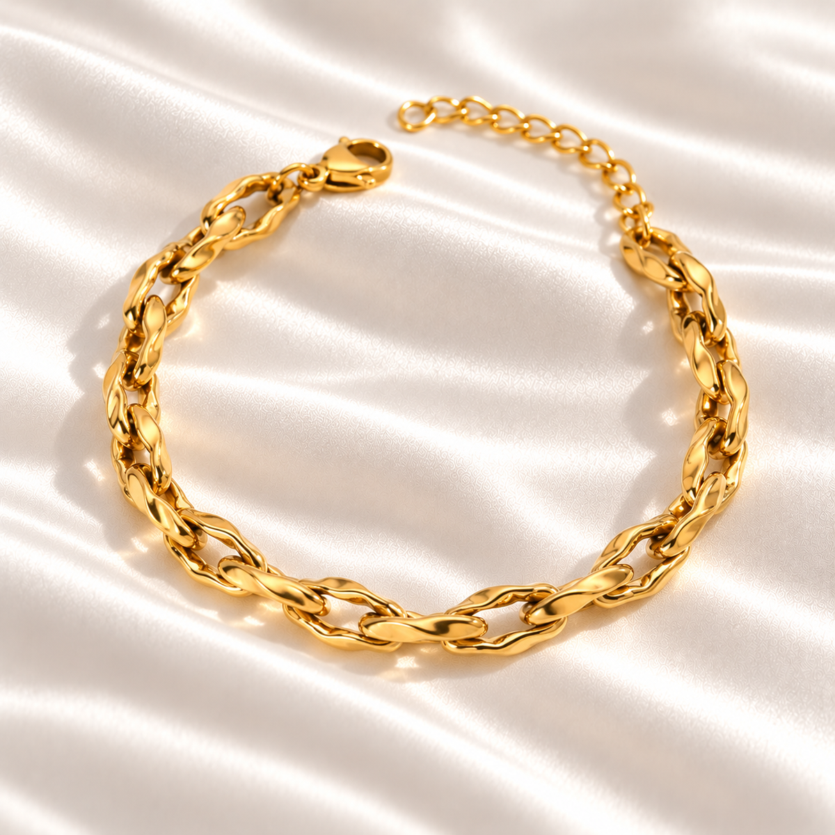 Bracelet Femme Doré en Acier Inoxydable – Chaîne Torsadée Élégante & Tendance
