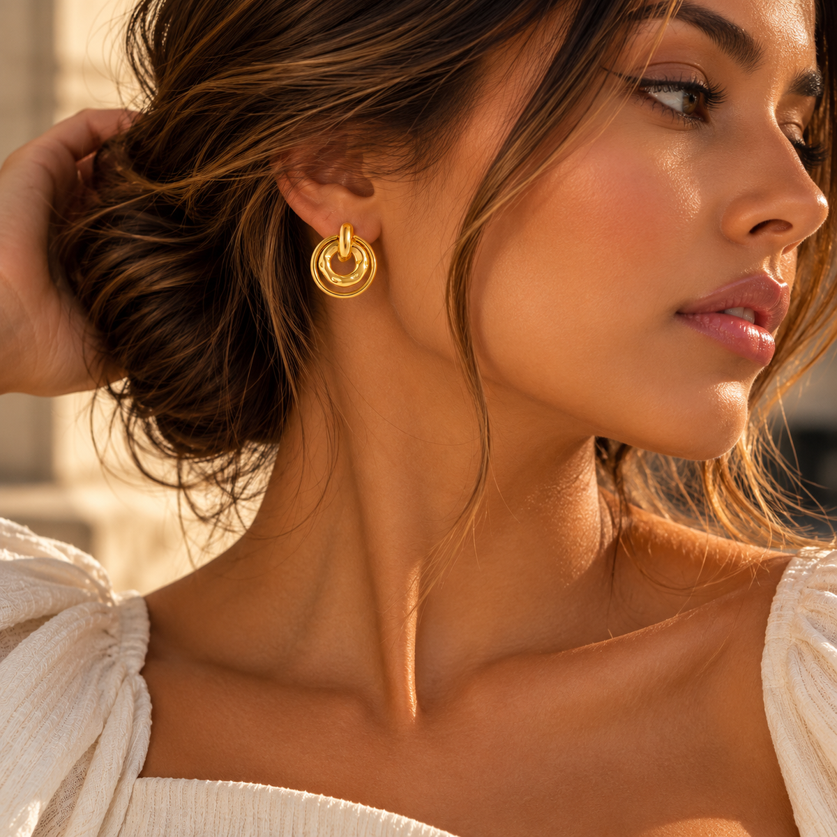 Boucles d’Oreilles Dorées en Acier Inoxydable – Design Élégant & Tendance
